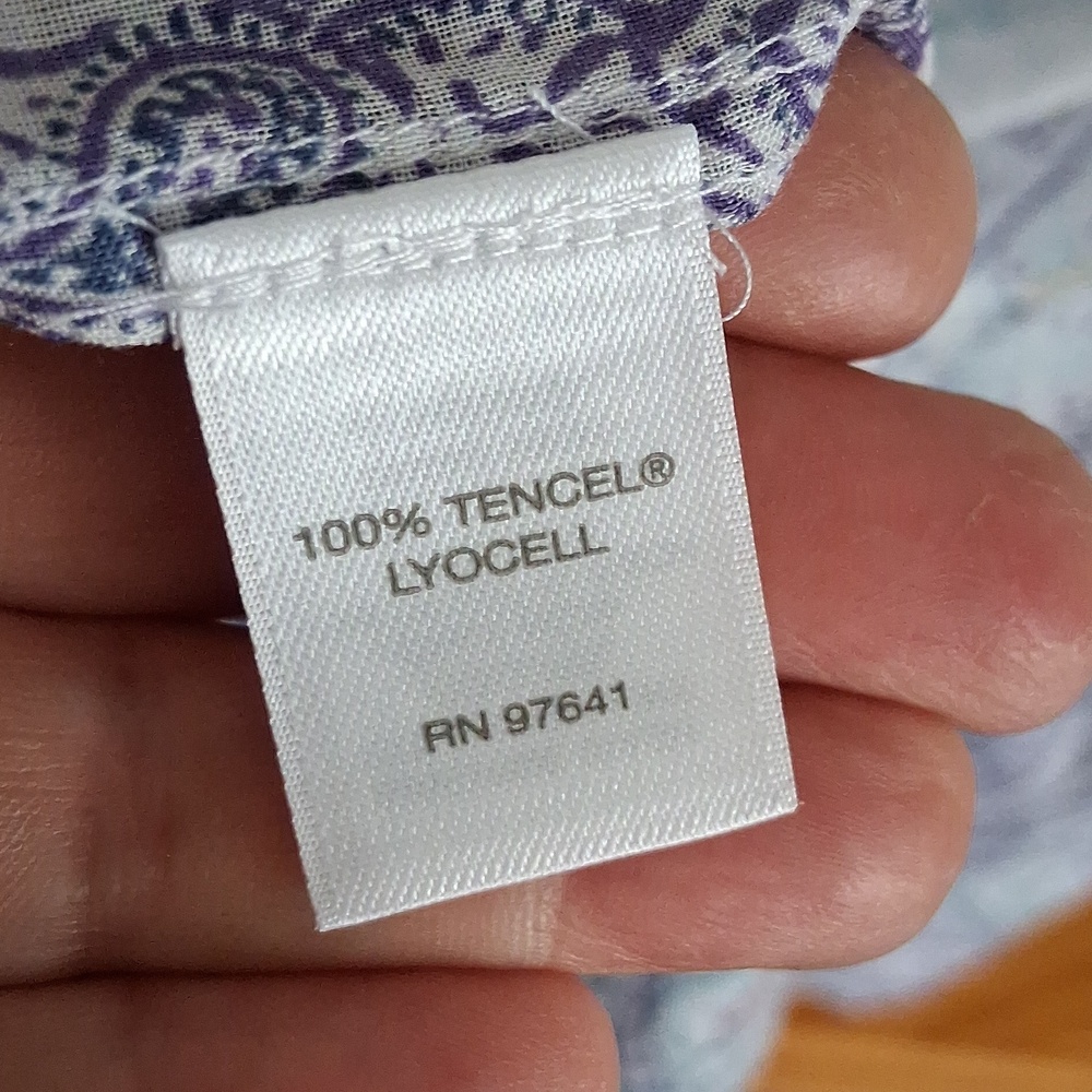 J. Jill Blue Lilac Blue Ombre Pastel Paisley Boho Coastal Tunic Blouse Size M - Picture 8 of 9